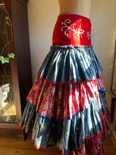 Load image into Gallery viewer, Incredible Handmade Vintage Calico and Velveteen Ruffle Skirt