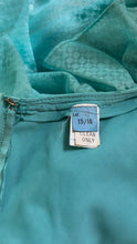 Load image into Gallery viewer, 1970’s Vintage Cold Shoulder Ice Blue Ruffle Dress and Belt