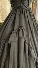 Load image into Gallery viewer, Showpiece Gothic 1980’s vintage Black Swiss Dot Chiffon Gunne Sax gown