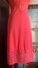 Load image into Gallery viewer, Wonderful 1960’s Vintage Tangerine Orange Nylon and Lace Vanity Fair Slip Nightgown