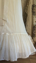 Load image into Gallery viewer, Amazing 1970’s Vintage Ivory Crepe Voile and Lace Gunne Sax Flounced Sundress