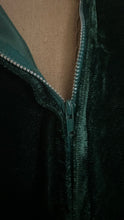 Load image into Gallery viewer, Medieval beauty 1970’s Vintage dark green velvet balloon sleeve dress