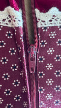 Load image into Gallery viewer, 1970’s Vintage Burgundy Velveteen and Calico Gunne Sax Midi Dress