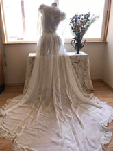 Load image into Gallery viewer, Breathtaking 1930’s Vintage Dove White Sheer Bridal Dress with Train