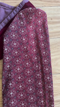 Load image into Gallery viewer, 1970's vintage Burgundy Velveteen and Calico Gunne Sax midi peplum dress