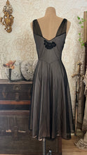 Load image into Gallery viewer, Rare 1950’s Vintage Black and Peach Chiffon Vanity Fair Peignoir Nightgown 32