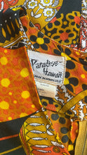 Load image into Gallery viewer, Psychedelic 1960’s Vintage Floral Patchwork Print Barkcloth Mini Dress Paradise Hawaii of Honolulu