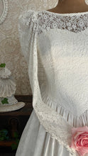 Load image into Gallery viewer, Fairytale 1980’s Vintage White Floral Cotton Bridal Gown by Laura Ashley