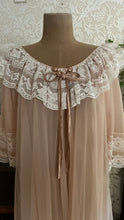 Load image into Gallery viewer, Dreamy 1970's vintage Cappuccino Beige and Ivory cream chiffon peignoir Robe