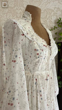 Load image into Gallery viewer, 1970’s vintage Blue Roses and Blueberry Print Voile Gunne Sax dress