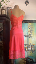 Load image into Gallery viewer, Wonderful 1960’s Vintage Tangerine Orange Nylon and Lace Vanity Fair Slip Nightgown