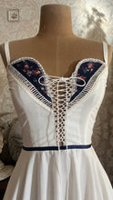 Load image into Gallery viewer, Restored 1970's vintage Perfect White Cotton and Calico Gunne Sax midi sundress