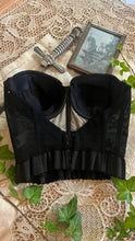 Load image into Gallery viewer, Gorgeous 1950’s Vintage Black Illusion Lace Bustier by Lady Marlene 34C