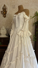 Load image into Gallery viewer, Fairytale 1984 Vintage Off the Shoulder White Cotton Bridal Gown by Laura Ashley