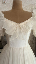 Load image into Gallery viewer, Fairytale 1980’s Vintage Dove White Silk Organza Bridal Gown by Laura Ashley