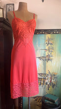 Load image into Gallery viewer, Wonderful 1960’s Vintage Tangerine Orange Nylon and Lace Vanity Fair Slip Nightgown