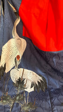 Load image into Gallery viewer, Incredible Vintage 17 Hand Painted Cranes Silk Kimono Robe