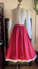 Load image into Gallery viewer, Bright and Beautiful 1970’s Vintage Red Calico Midi Skirt
