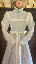 Load image into Gallery viewer, Periwinkle Blue Calico 1980’s vintage Laura Ashley dress