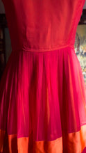 Load image into Gallery viewer, Reworked 1950’s Vintage Red Silk Chiffon and Orange Satin Dress