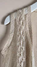 Load image into Gallery viewer, Handmade Vintage cream Fishnet and Crochet Vest