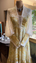Load image into Gallery viewer, The Love Witch 1970’s Vintage Yellow Floral Voile Gunne Sax Dress