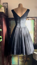Load image into Gallery viewer, Darling 1950’s Vintage Little Black Pleated Chiffon Dress by Jonny Herbert