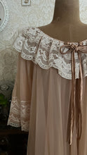 Load image into Gallery viewer, Dreamy 1970's vintage Cappuccino Beige and Ivory cream chiffon peignoir Robe