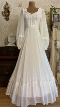 Load image into Gallery viewer, Dreamy 1970’s vintage Ivory Swiss Dot Voile Gunne Sax dress