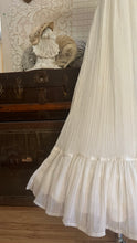 Load image into Gallery viewer, Amazing 1970’s Vintage Ivory Crepe Voile and Lace Gunne Sax Flounced Sundress