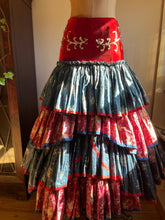 Load image into Gallery viewer, Incredible Handmade Vintage Calico and Velveteen Ruffle Skirt