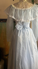 Load image into Gallery viewer, 1980’s Vintage Powder Blue Swiss Dot Jessica McClintock Bridal Dress
