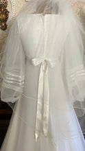 Load image into Gallery viewer, Breathtaking 1970’s Vintage White Chiffon Bridal Gown Wedding Dress by Lorrie Deb of San Francisco