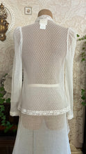 Load image into Gallery viewer, 1970's vintage sheer ivory net lace and pearls Gunne Sax cover up