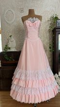 Load image into Gallery viewer, 1980’s Vintage Pink Lace and Taffeta Strapless Dream Dress