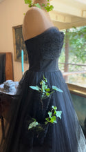 Load image into Gallery viewer, Perfect 1950’s Vintage Black Tulle Gown with Tiered Pockets