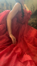 Load image into Gallery viewer, Heart Stopping 1980's vintage Red Swiss Dot Chiffon Gunne Sax gown
