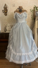 Load image into Gallery viewer, Teeny 1980's vintage Powder Blue Swiss Dot Chiffon Gunne Sax gown