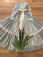 Load image into Gallery viewer, 1970’s Vintage Blue Rose Print Gunne Sax Dress