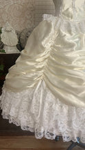 Load image into Gallery viewer, Perfect Cupcake 1970's Vintage Ivory Satin and White Lace Gown