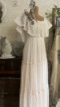 Load image into Gallery viewer, 1980’s Vintage Butter Cream Lace Off Shoulder Candi Jones Dress