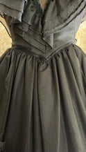 Load image into Gallery viewer, Showpiece Gothic 1980’s vintage Black Swiss Dot Chiffon Gunne Sax gown