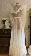 Load image into Gallery viewer, Ethereal Homemade 1970’s Vintage Sheer Ivory Lace Gunne Dress