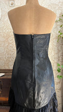 Load image into Gallery viewer, Gorgeous 1980’s Vintage Black Leather Tiered Wiggle Dress