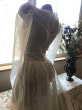 Load image into Gallery viewer, Breathtaking 1930’s Vintage Dove White Sheer Bridal Dress with Train
