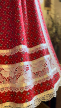 Load image into Gallery viewer, Bright and Beautiful 1970’s Vintage Red Calico Midi Skirt
