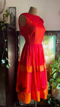 Load image into Gallery viewer, Reworked 1950’s Vintage Red Silk Chiffon and Orange Satin Dress