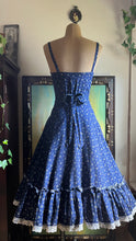 Load image into Gallery viewer, 1970’s Vintage Navy Blue Gunne Sax Midi Sundress

