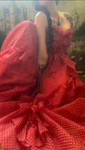 Load image into Gallery viewer, Heart Stopping 1980's vintage Red Swiss Dot Chiffon Gunne Sax gown