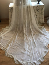 Load image into Gallery viewer, Breathtaking 1930’s Vintage Dove White Sheer Bridal Dress with Train